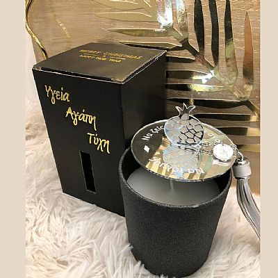 Ποτήρι  ΜΑΥΡΟ ΜΑΤ με κερι 200γρ.κ άρωμα Grandmas Cookies & καπάκι 